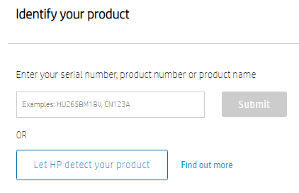 Let HP detect your product
