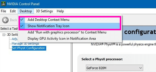 Check on the Add Desktop Context Menu option