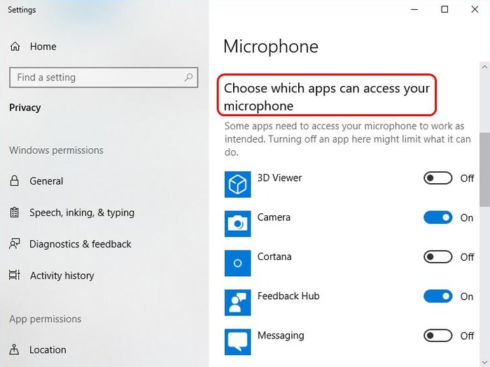 choose which apps can access your microphone