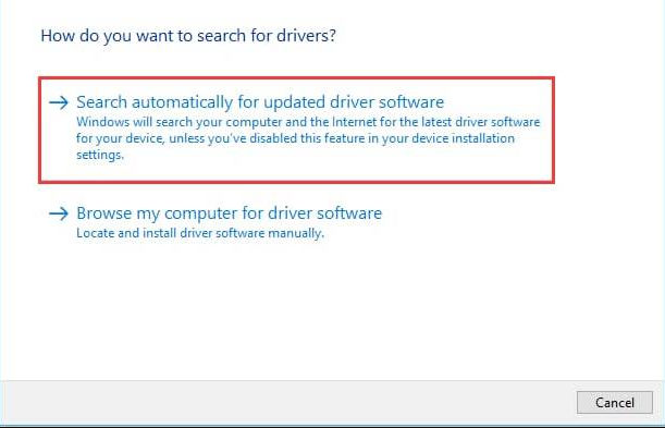 Search Automatically for Updated Driver Software