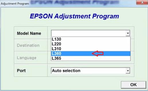 choose the model name of your Epson printer