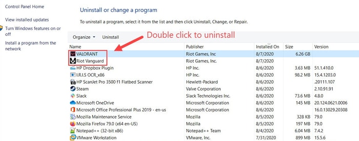 Uninstall Riot Vanguard and Valorant