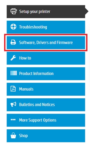 Click on the option of Software, Drivers and Firmware