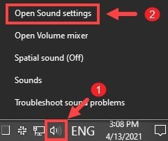 Click on Open sound settings