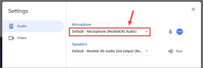 select the default microphone