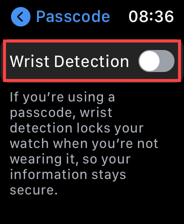 Turn on Wrist Detection