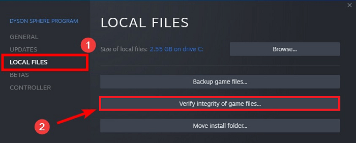 Local Files and then Verify integrity of game files