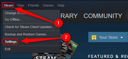 Perform Steam Library repairing Open steam setting