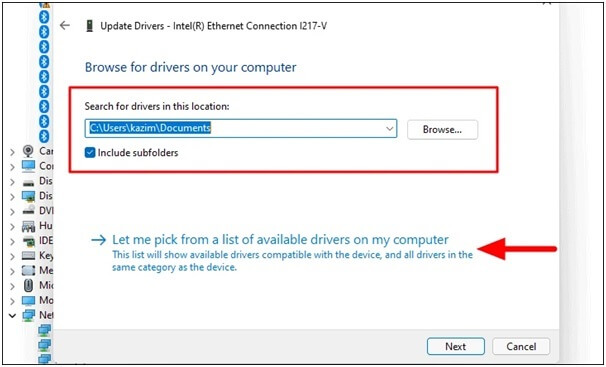 Browse Computer for Updated Driver