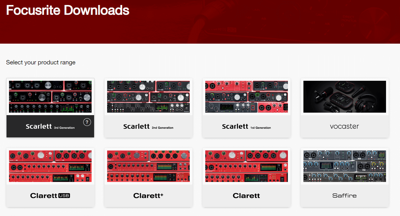 Select the Scarlett 3rd Generation products