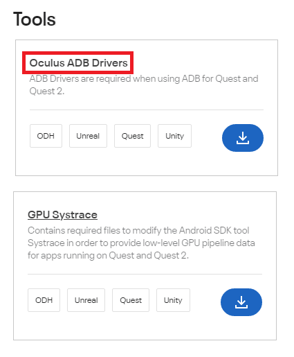 click on Oculus ADB Drivers