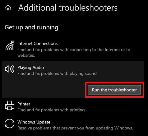 Run the Troubleshooter for it