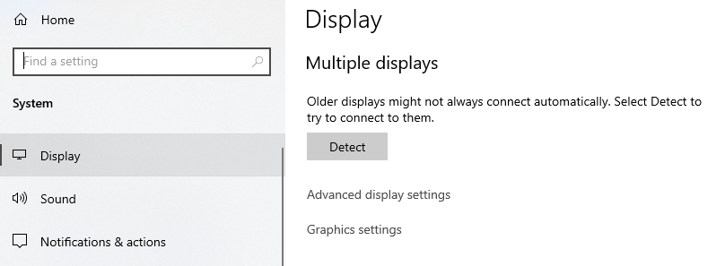 choose the Display and click on the Detect button