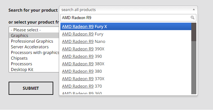 Search for your AMD Radeon R9 200 Series