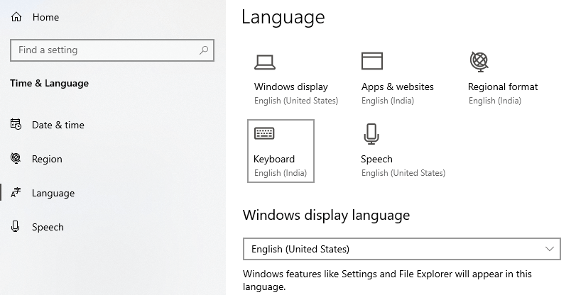 Language Tab And Windows Display Language’S Dropdown Menu