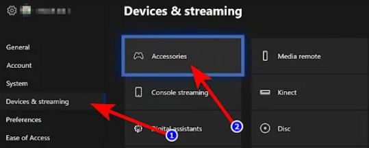 Devices streaming and Settings menu, select Accessories under Devices & Connections