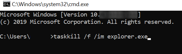 taskkill /f /im explorer.exe