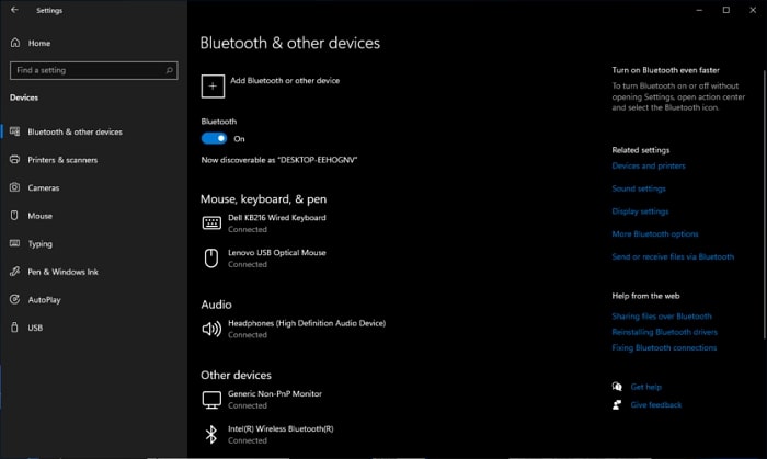 To enable Bluetooth, click the On button next to it