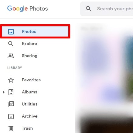 Make sure the Photos tab is selected